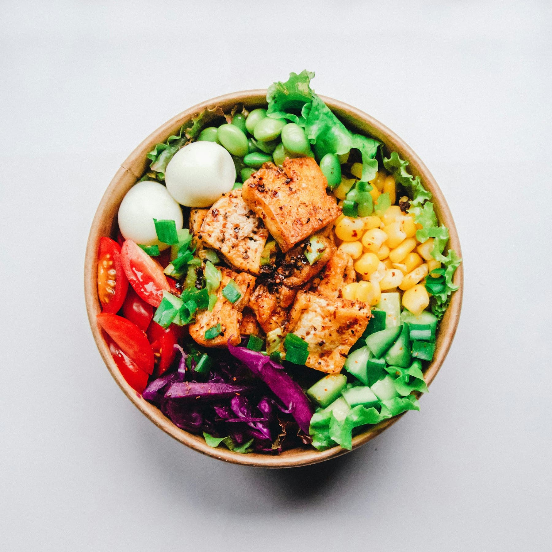 A bright composed plate of seasonal vegetables